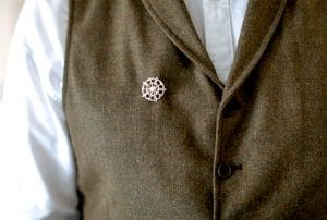 A silver Tudor Rose brooch by Mallards