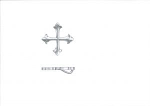 A pencil sketch of St Edward's Cross showing it face-on and the side elevation.