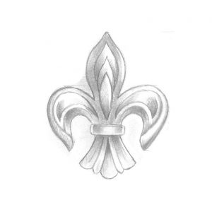 Pencil sketch of a fleur-de-lis design.