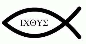 Ichthys symbol with Greek letters