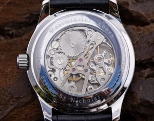 The case back of the Hawksmoor Watch by Mallards