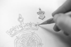 A sketch showing our process for bespoke jewellery