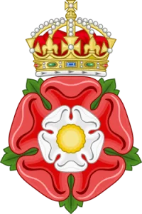 A crowned Tudor Rose emblem