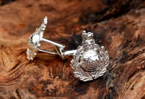 Sterling silver Royal Marines Corps crest cufflinks